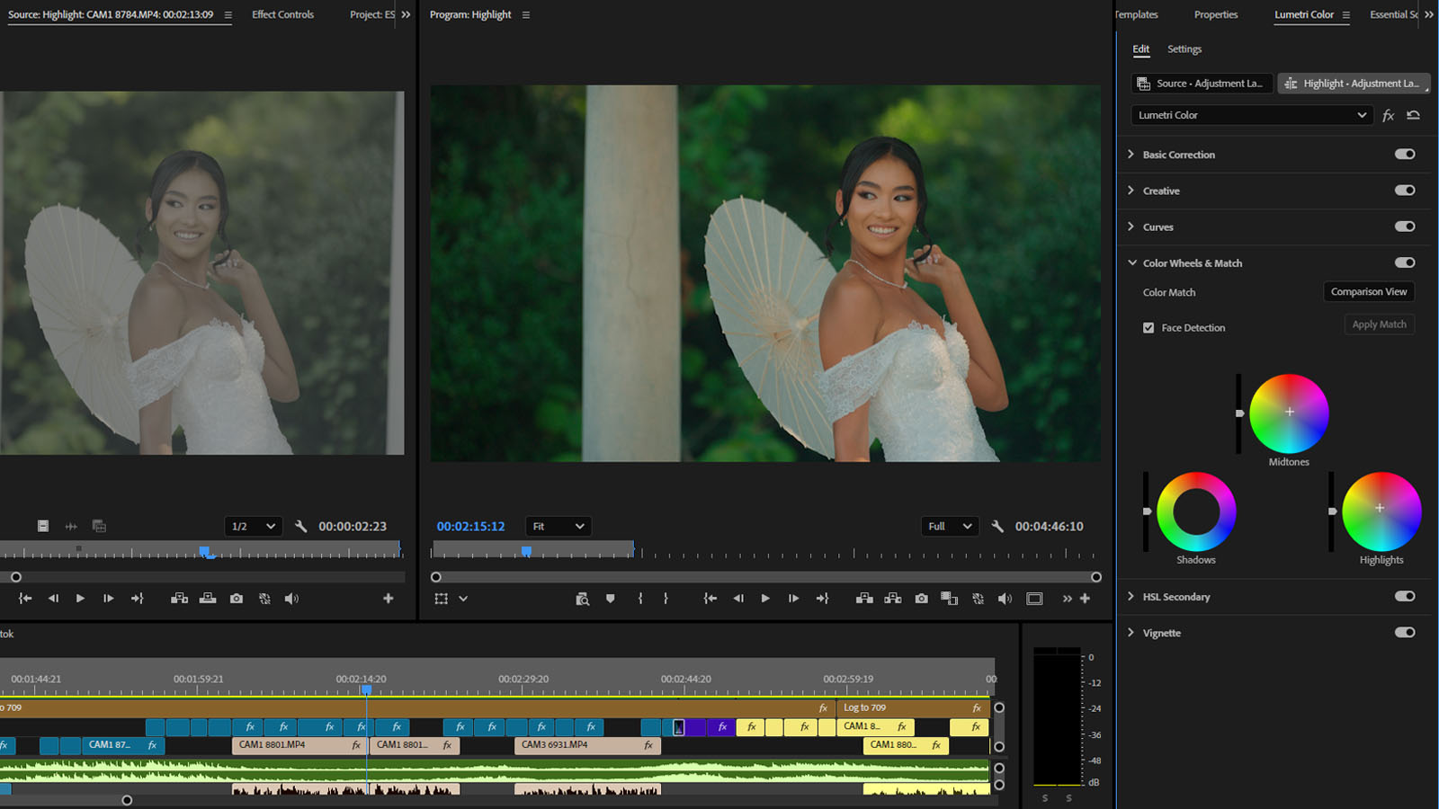 colour matching reels to your wedding film